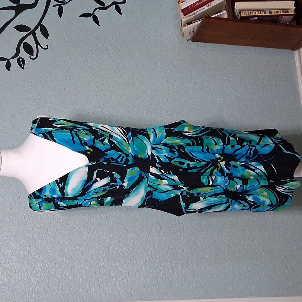 Bisou Bisou Elegant Black Teal Dress With Pockets